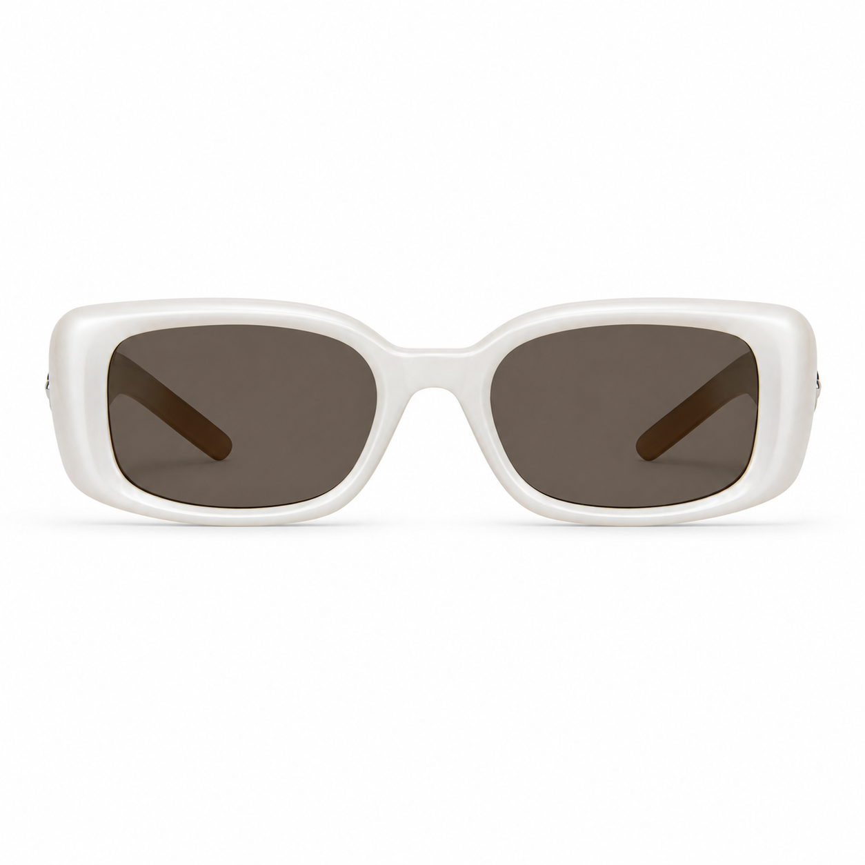 White Women's Polycarbonate Narrow Rectangle Sunglasses, clean front product view