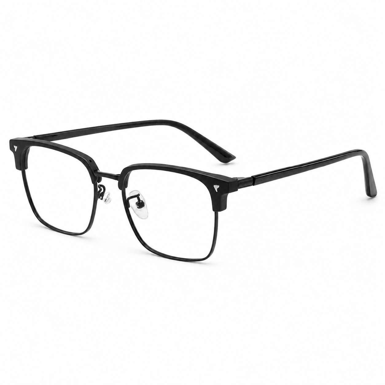 Black Vintage Samurai-Inspired Alloy Semi-Rimless Glasses, high-resolution product view