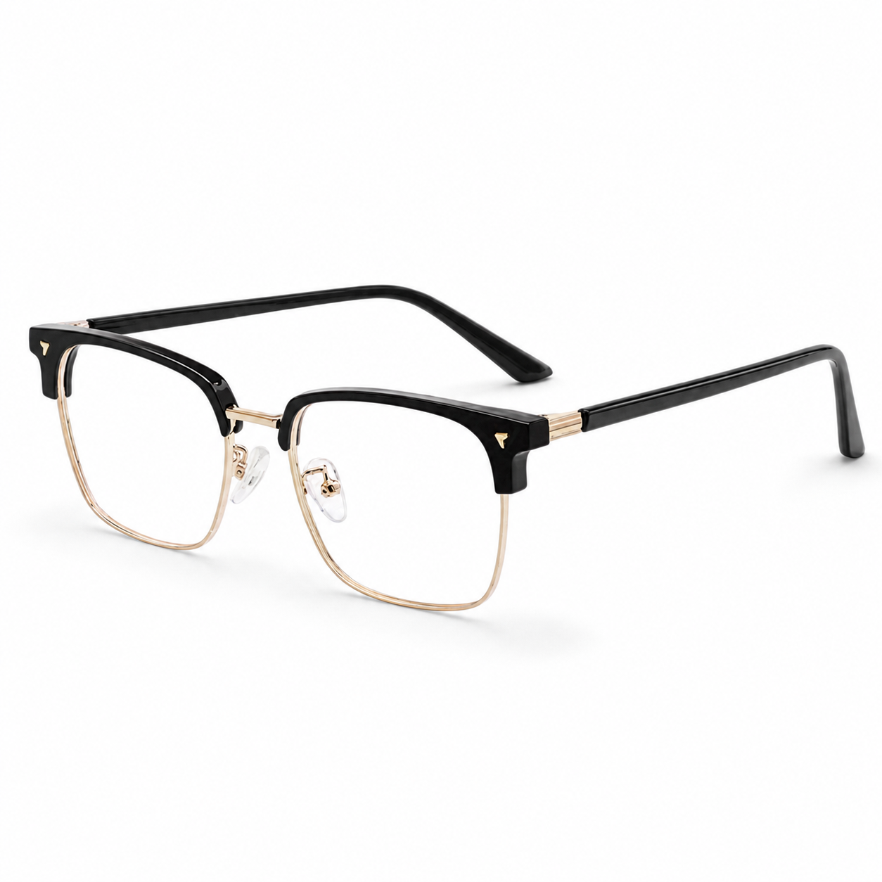 Black/Gold Vintage Samurai-Inspired Alloy Semi-Rimless Glasses, high-resolution product view