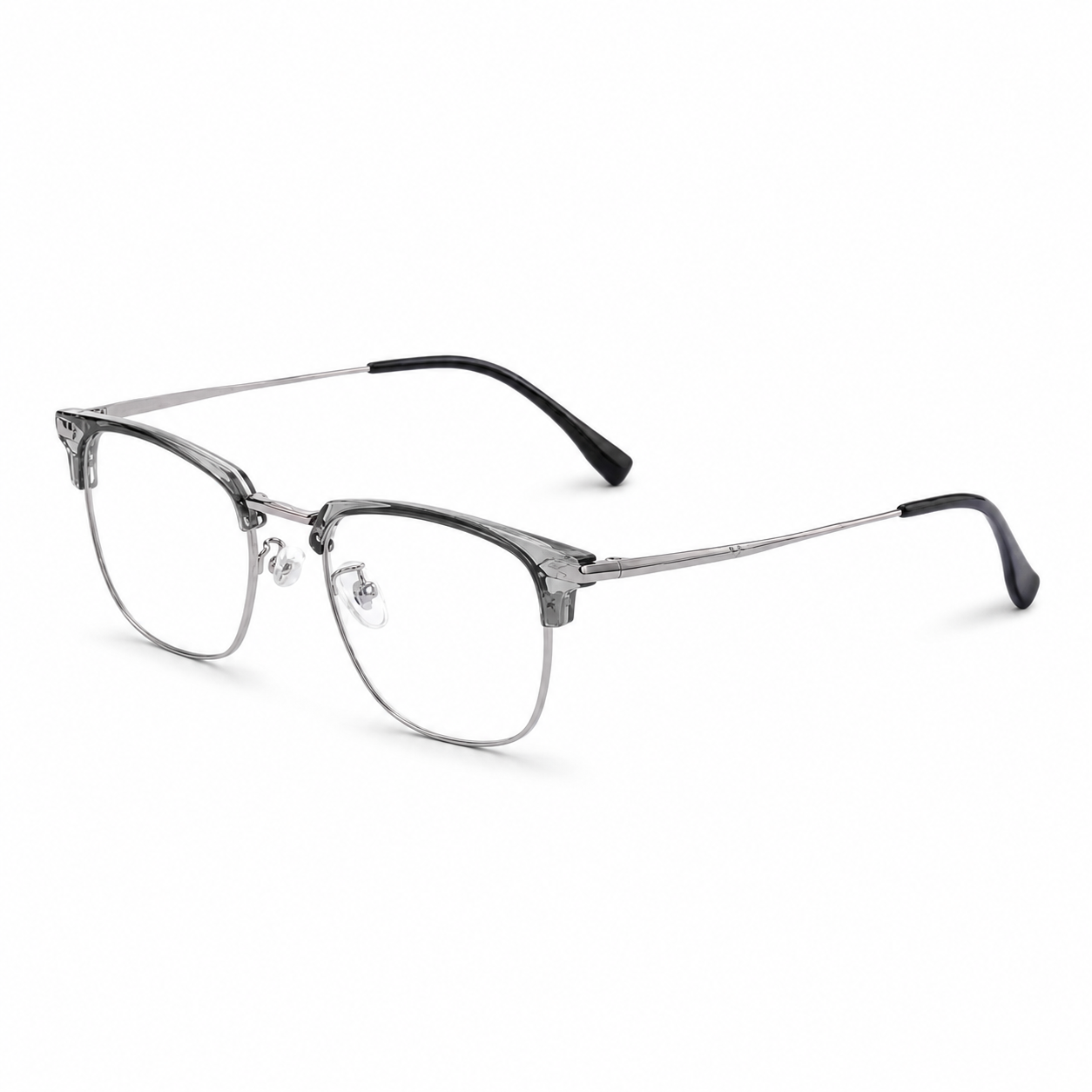 Crystal Grey/Gunmetal Sophisticated TR & Alloy Semi-Rimless Glasses, high-resolution product view