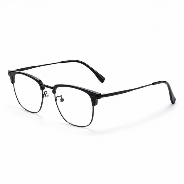 Black Sophisticated TR & Alloy Semi-Rimless Glasses, alternate product angle
