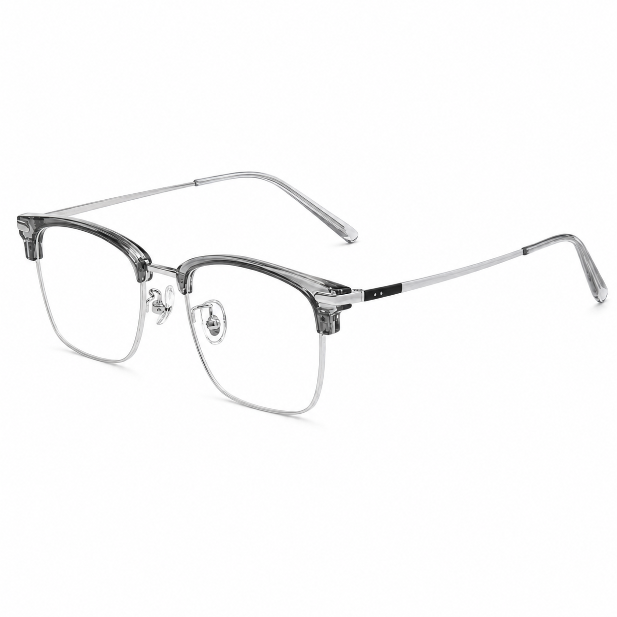 Black/Gold Round-Square Titanium Semi-Rimless Glasses, high-resolution product view