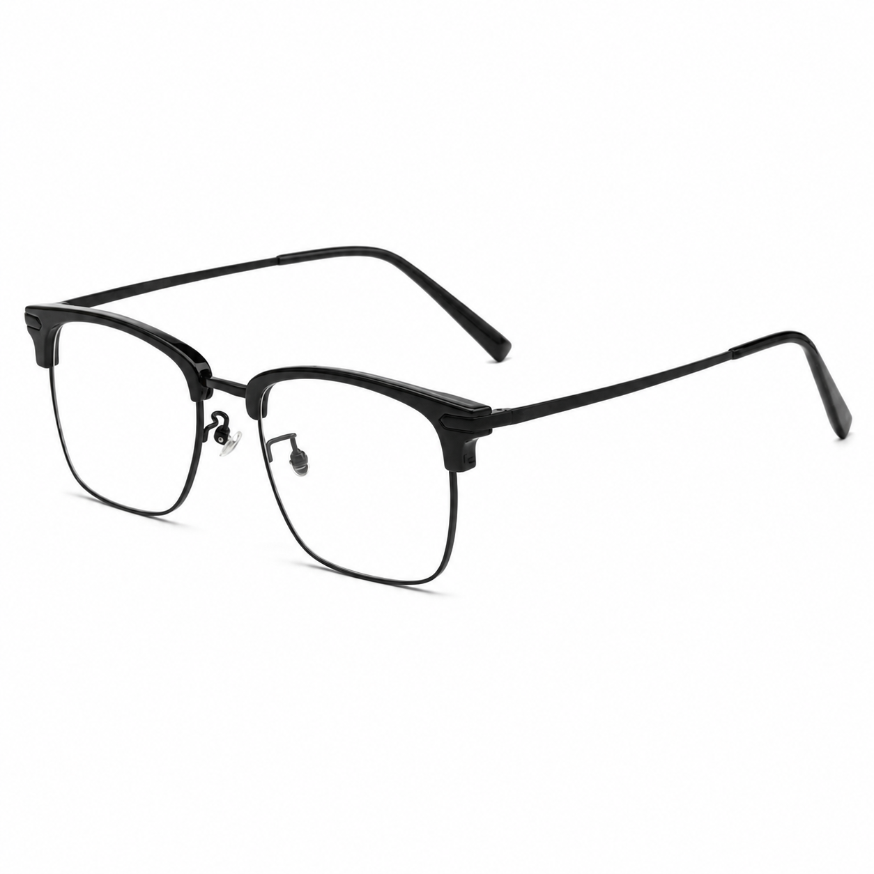 Crystal Grey/Silver Round-Square Titanium Semi-Rimless Glasses, high-resolution product view