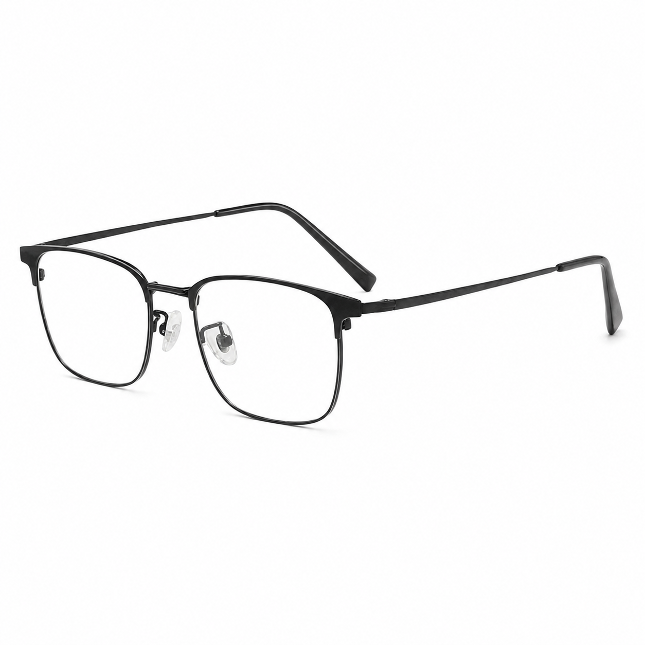Black/Gold Classic Beta Titanium & Acetate Semi-Rimless Glasses, high-resolution product view