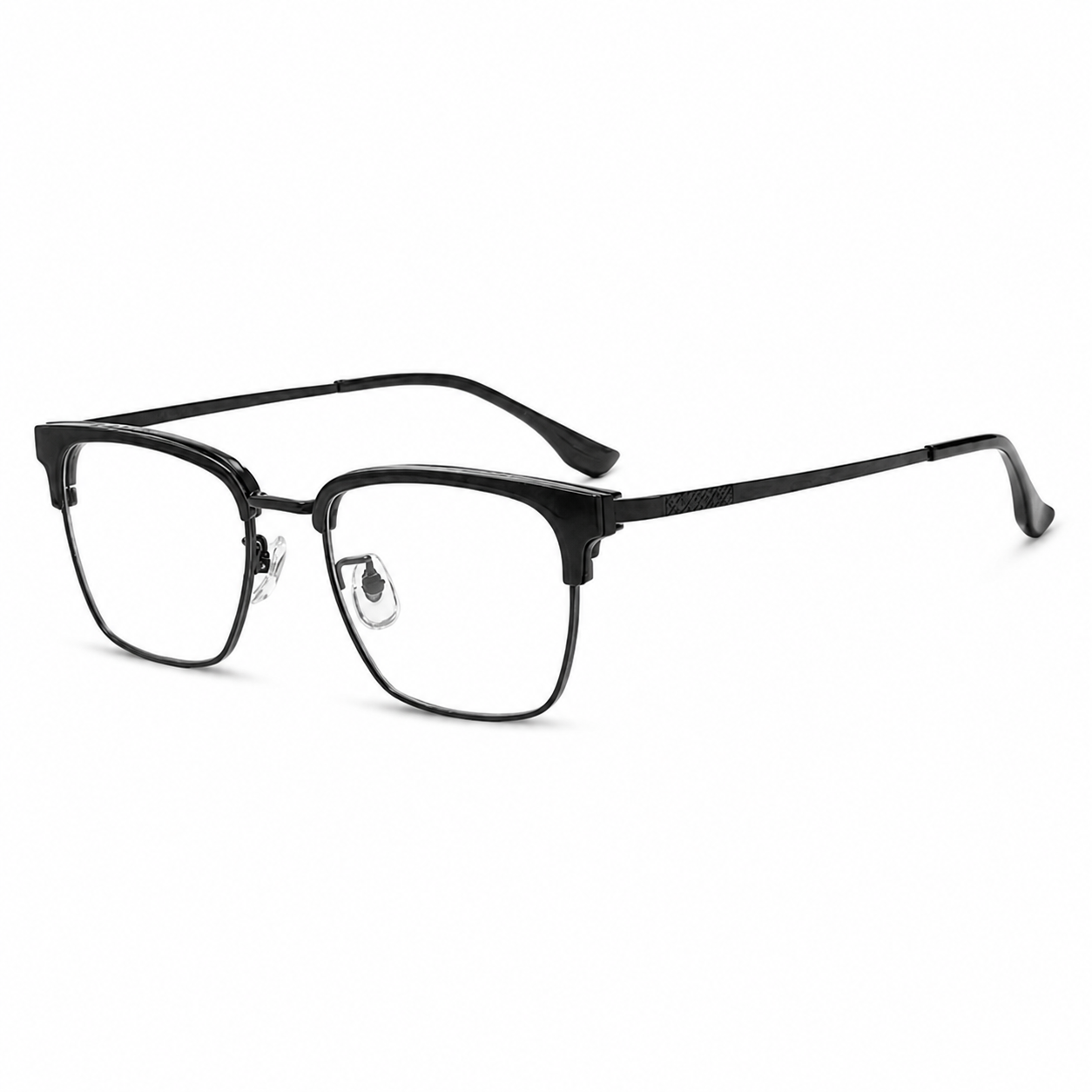 Black/Gold Refined TR & Titanium Alloy Semi-Rimless Glasses, high-resolution product view