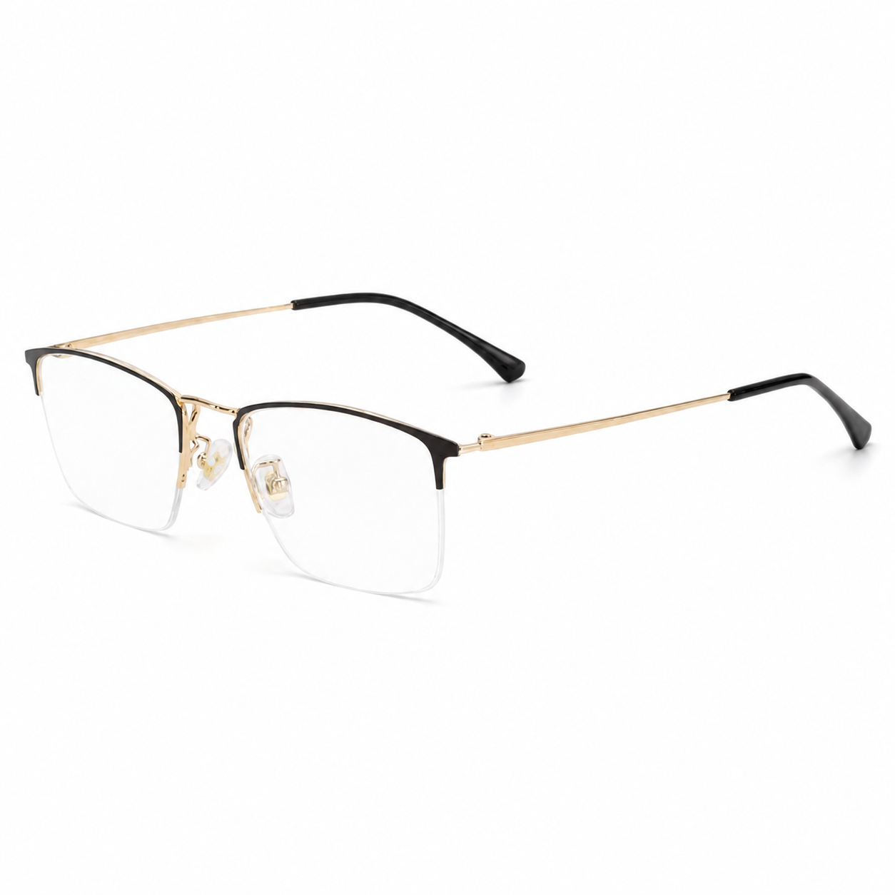 Black/Silver Casual Beta Titanium Semi-Rimless Glasses, high-resolution product view
