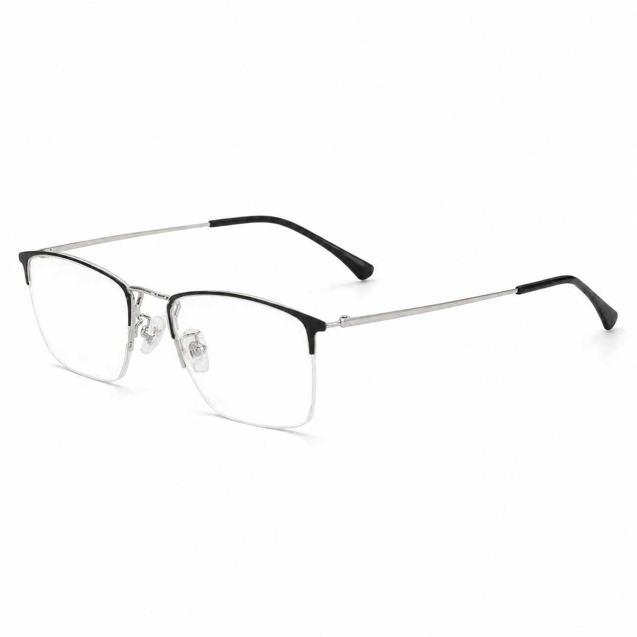 Gunmetal Casual Beta Titanium Semi-Rimless Glasses, high-resolution product view