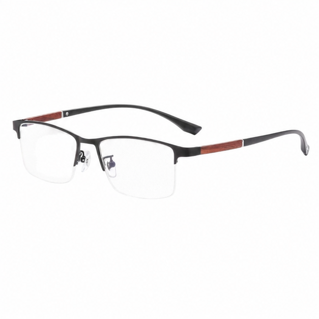 Black Comfort Pure Titanium Semi-Rimless Glasses, alternate product angle