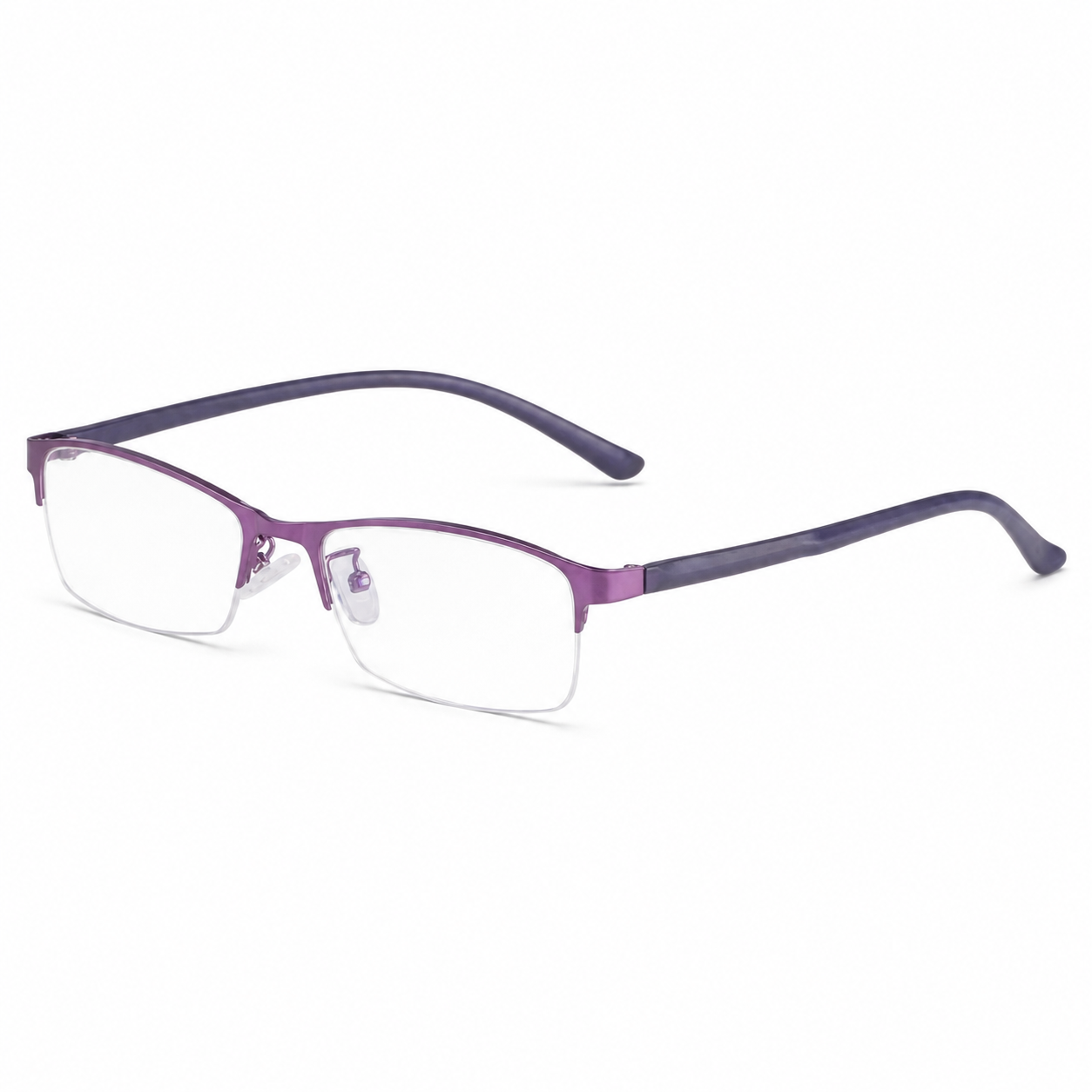 Red Business Casual Alloy Semi-Rimless Glasses, high-resolution product view