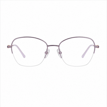 Purple women's pure titanium semi-rimless glasses, front product view