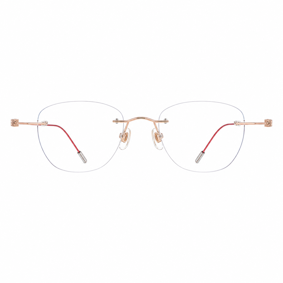 Rose Gold/Pink titanium rimless glasses, front product view