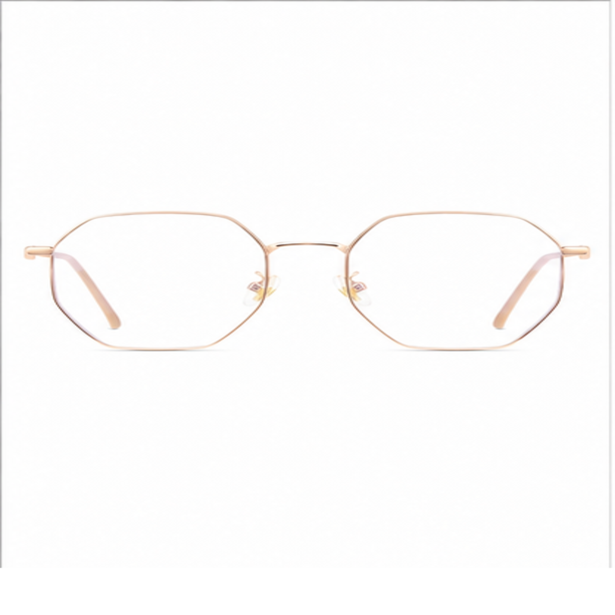 Rose Gold unisex thin alloy geometric full-rim glasses, front product view
