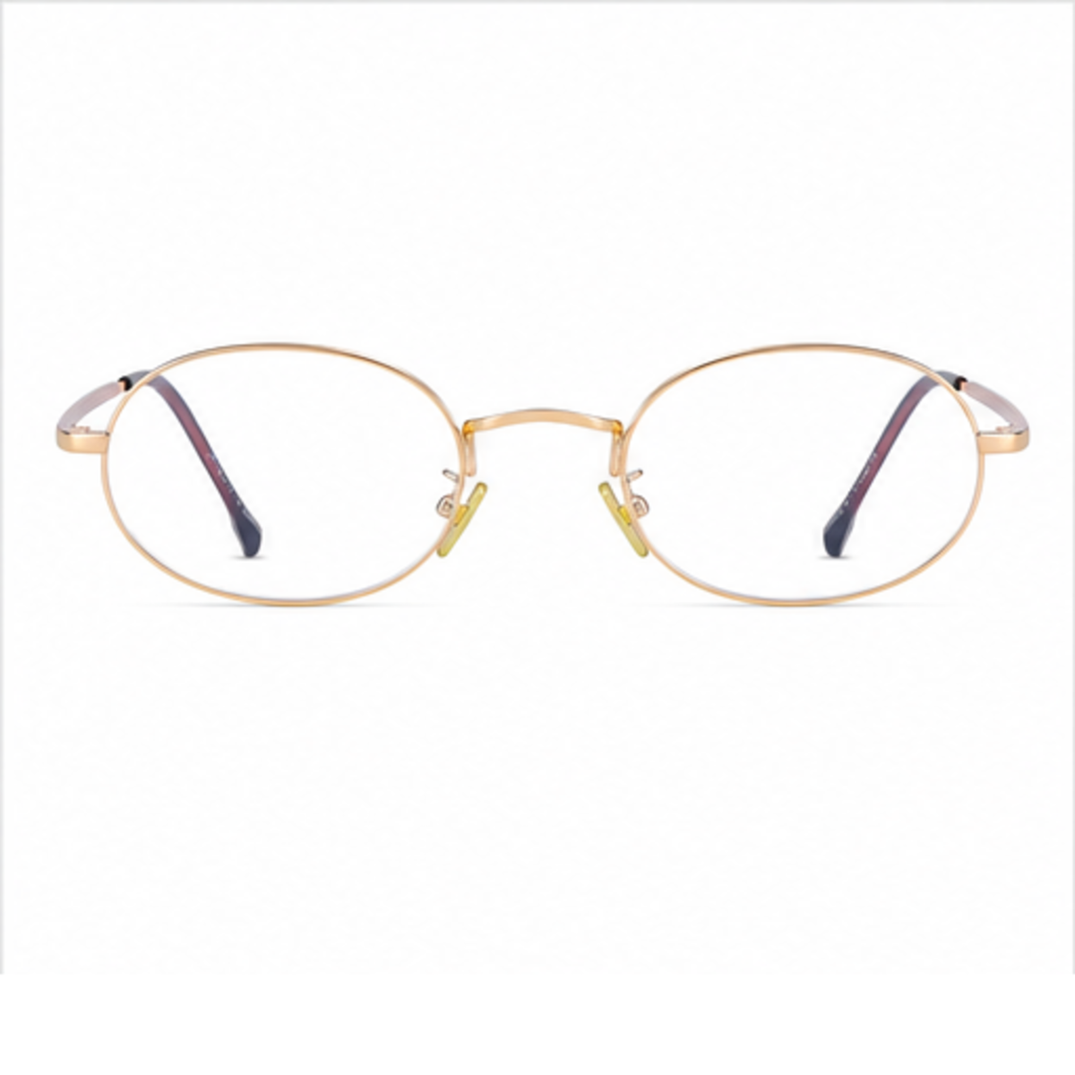 Rose Gold unisex small-fit ultra-light alloy oval full-rim glasses, front product view