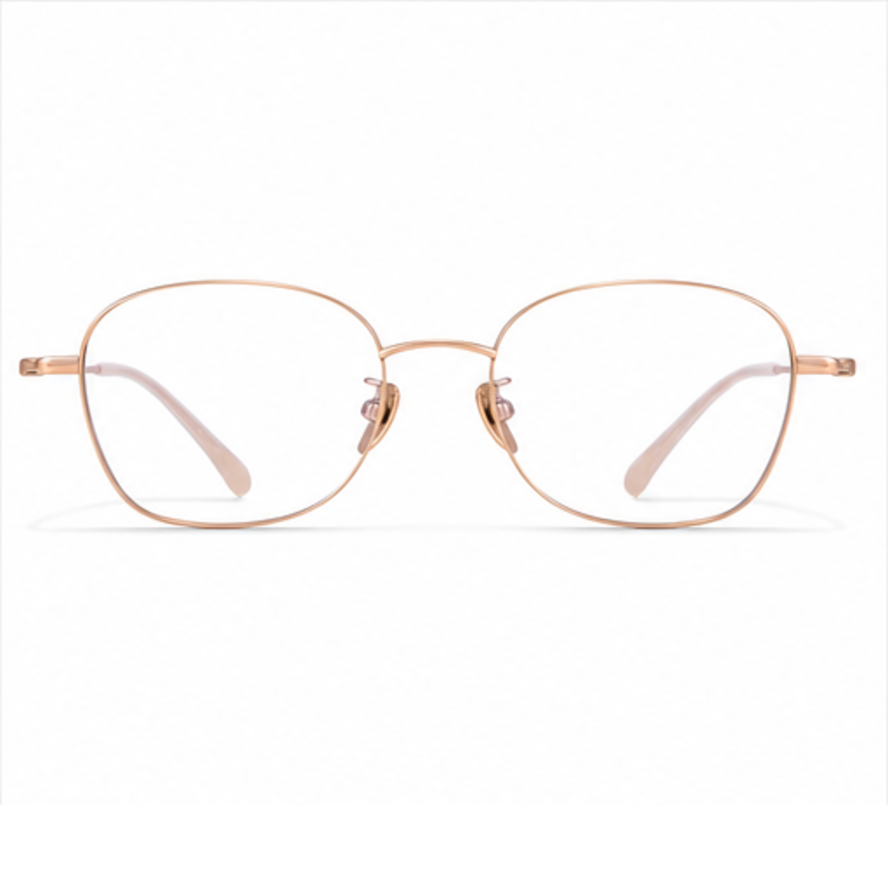 Rose Gold unisex ultra-light pure titanium rounded-square full-rim glasses, front product view
