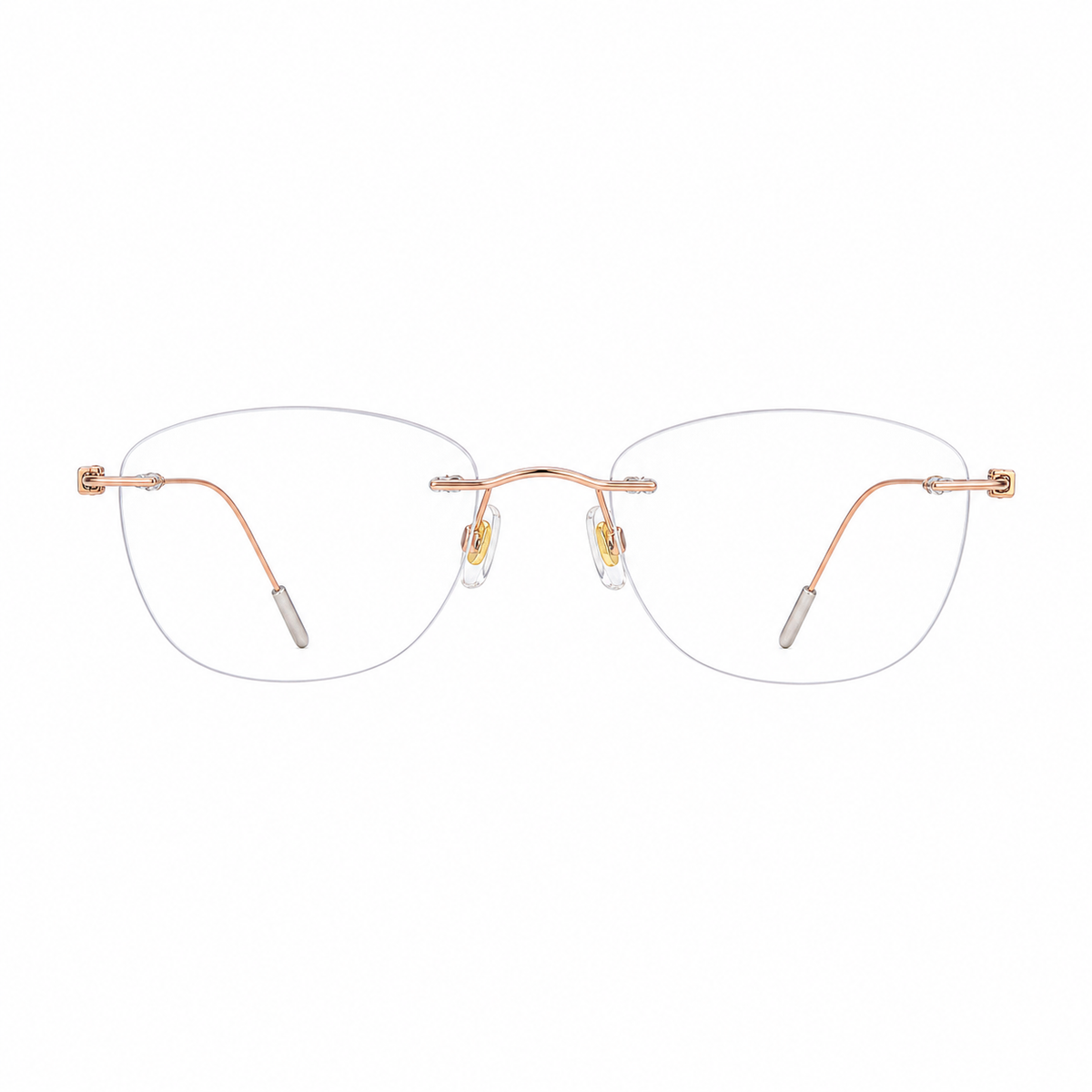 Rose Gold/Yellow titanium rimless glasses, front product view