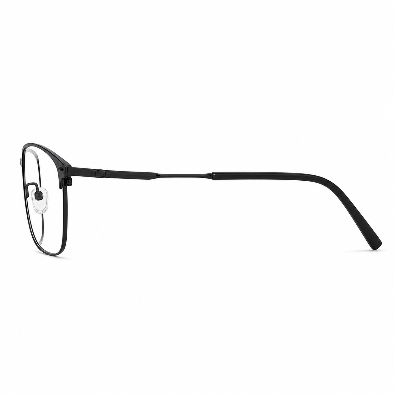 Matte Black eyeglass frame, side-profile product view