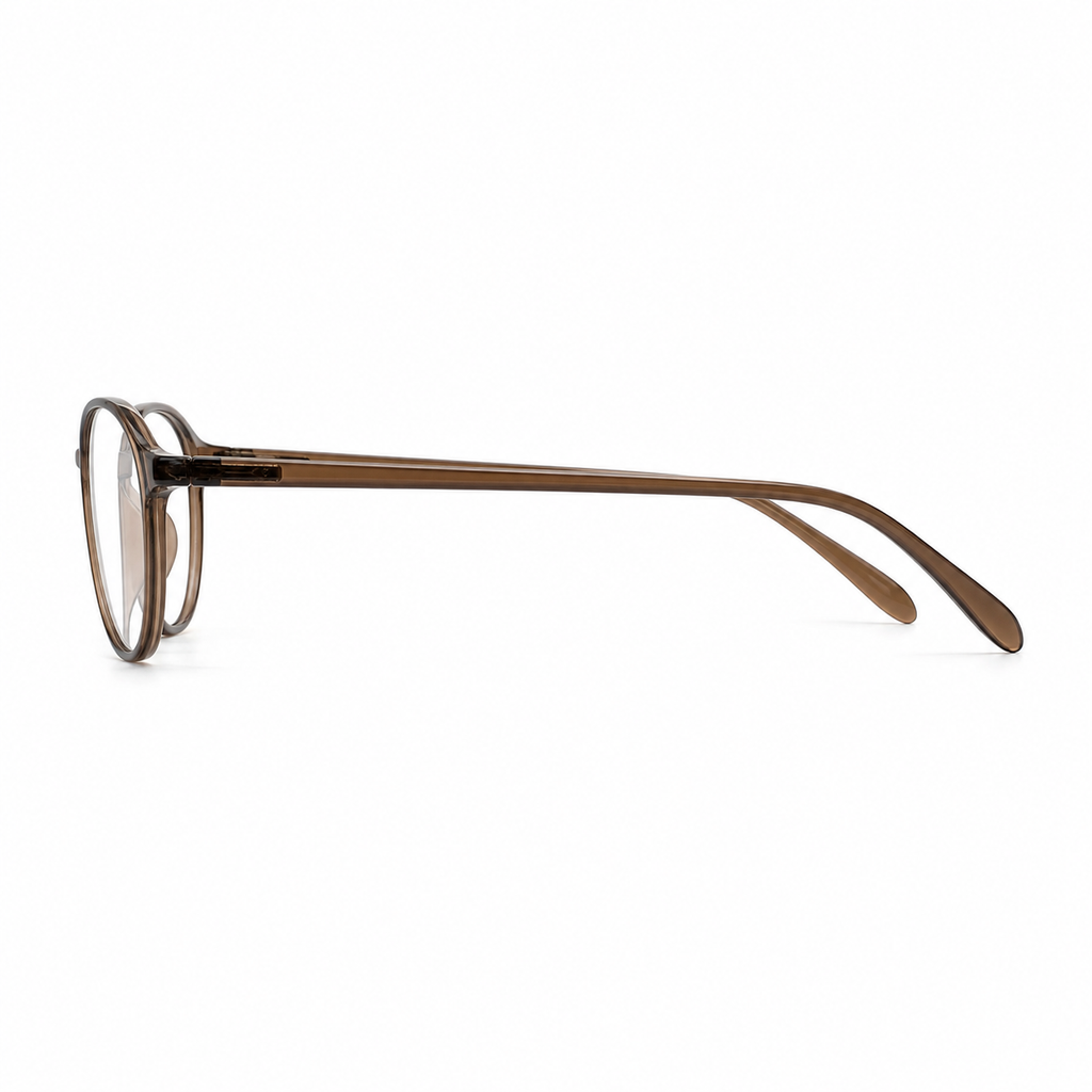 Cool Tea Brown eyeglass frame, side-profile product view
