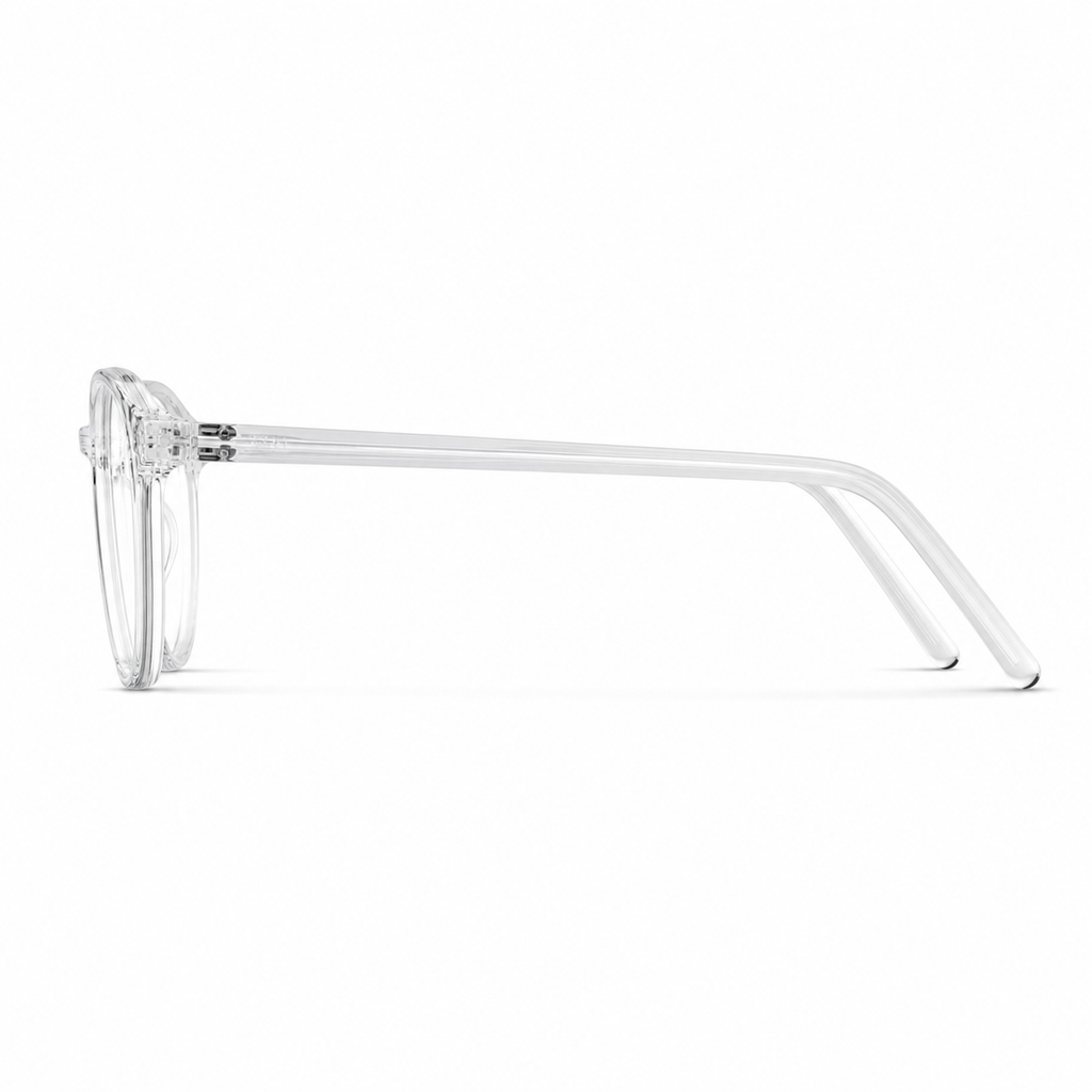 Crystal White eyeglass frame, side-profile product view