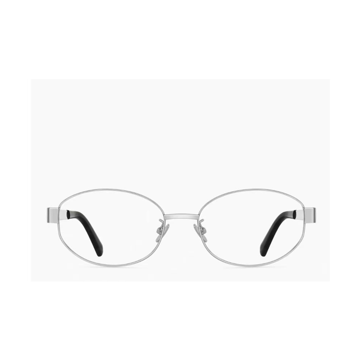 Silver oval full-rim eyeglass frame, front product view