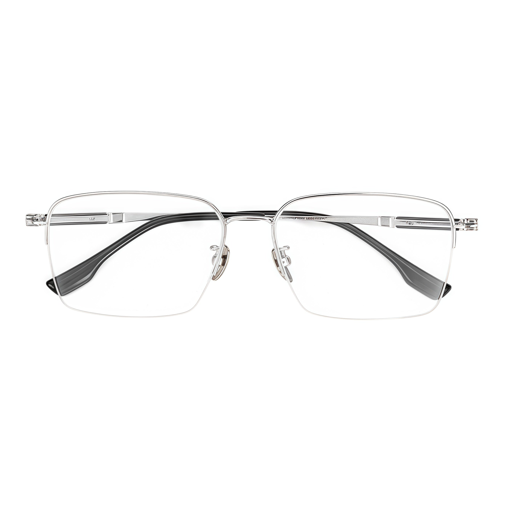 Silver pure titanium semi-rimless glasses, front product view