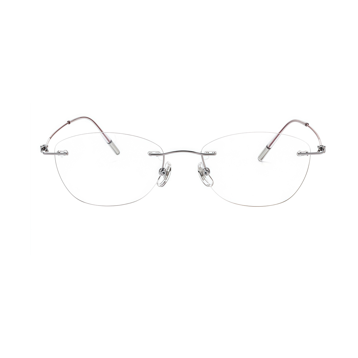 Silver/Purple titanium rimless glasses, front product view