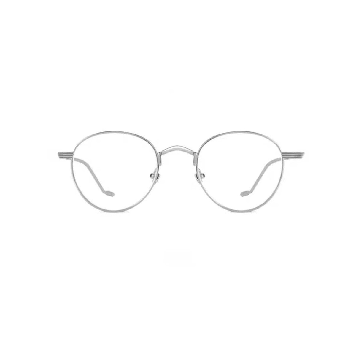 Silver retro alloy round full-rim frame, front product view