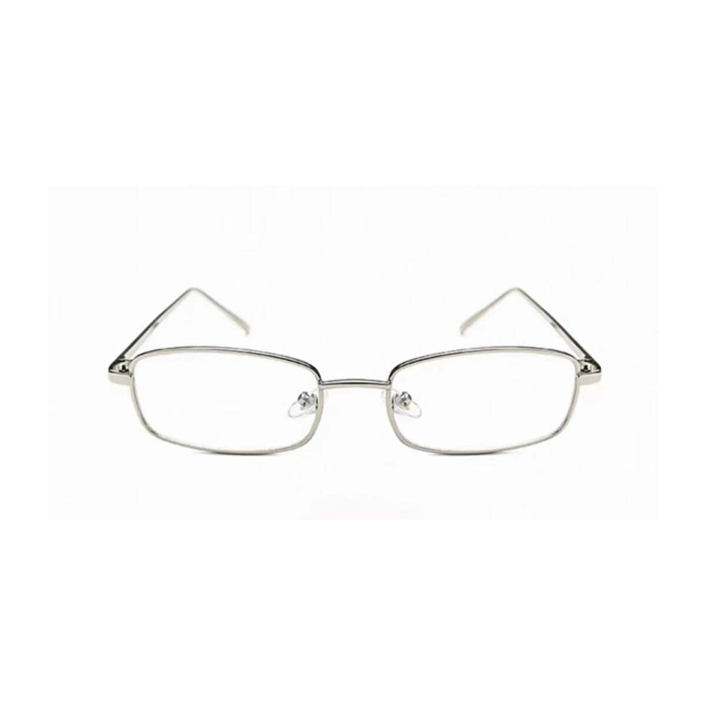 Silver alloy slim square full-rim glasses, front product view