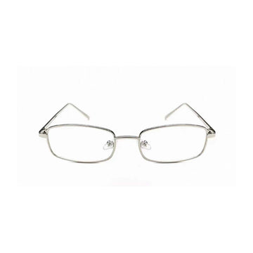 Silver alloy slim square full-rim glasses, front product view