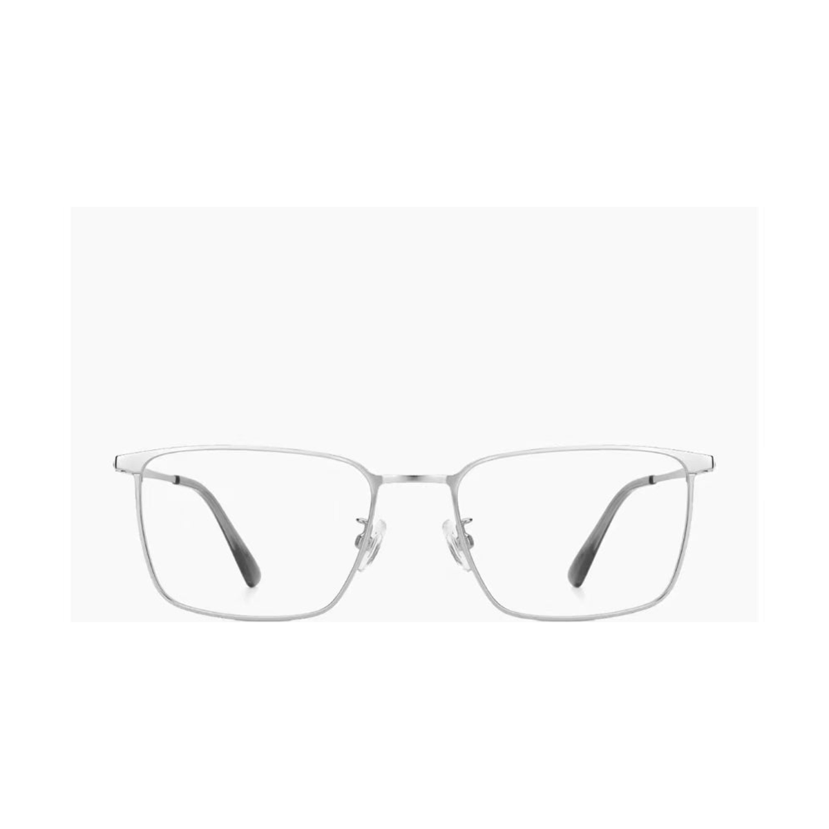 Silver slim rectangular full-rim eyeglass frame, front product view
