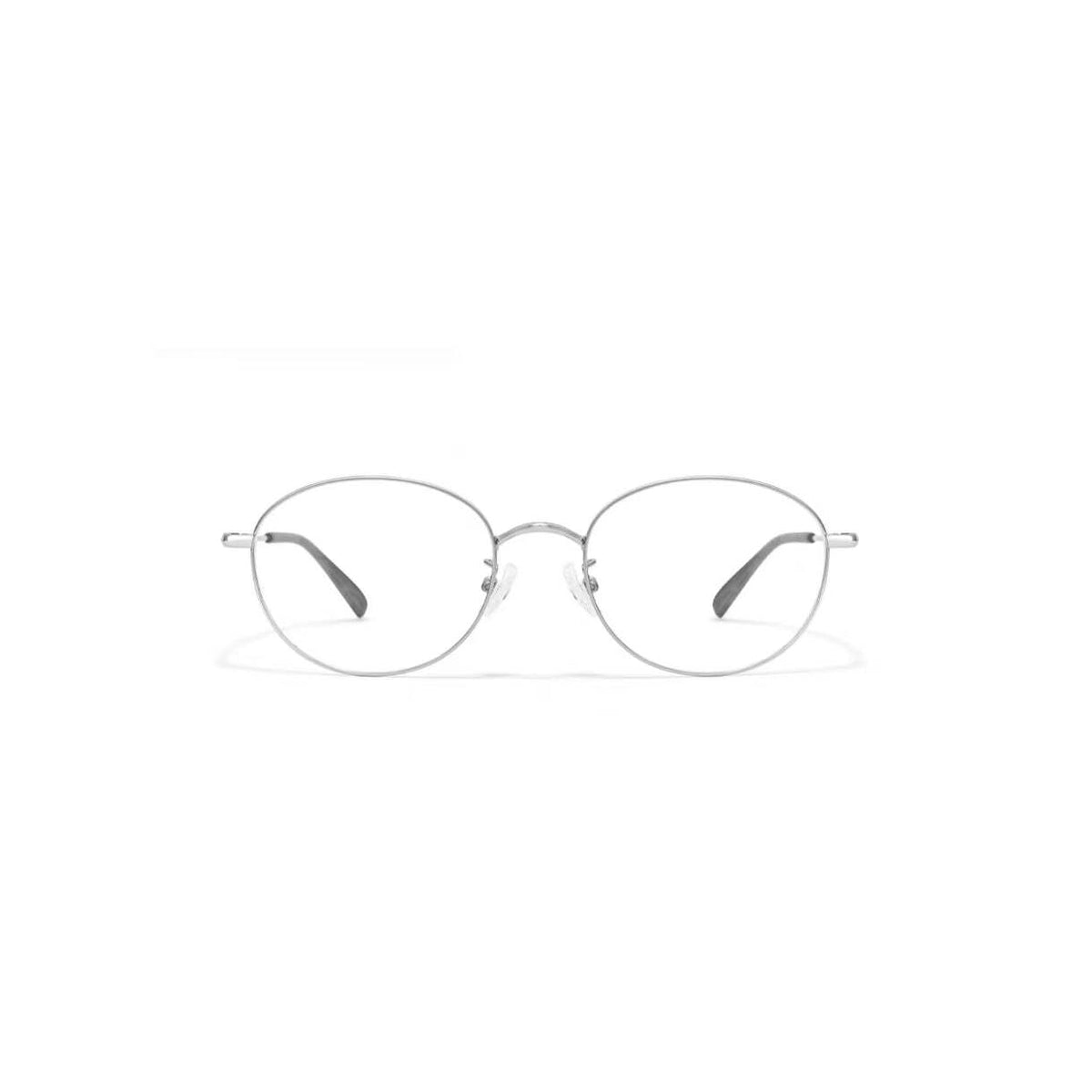 Silver small-fit alloy oval full-rim glasses, front product view