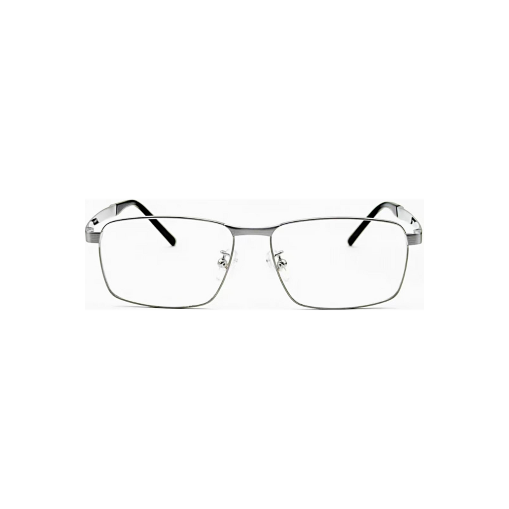 Silver titanium rectangular full-rim glasses, front product view
