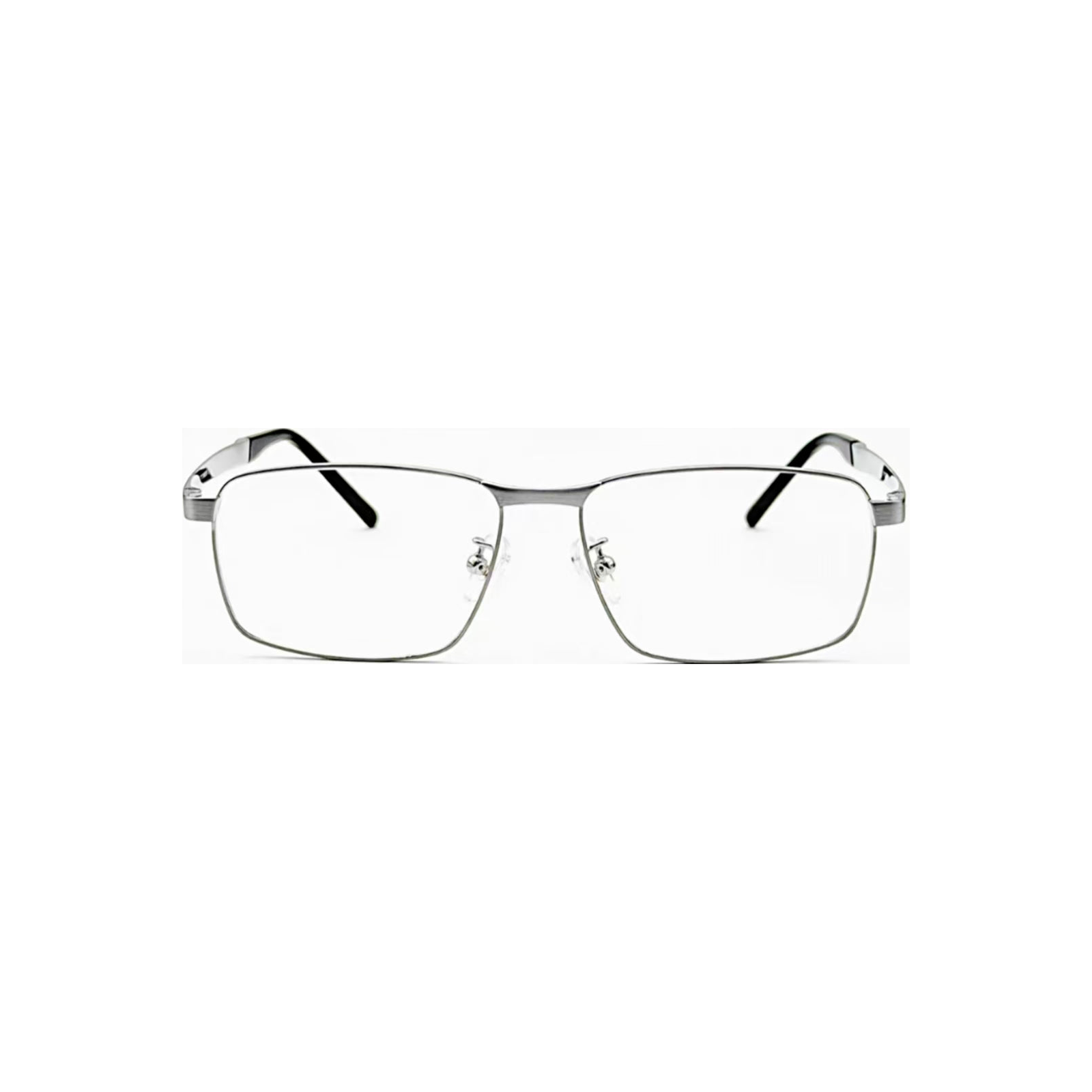 Silver titanium rectangular full-rim glasses, front product view