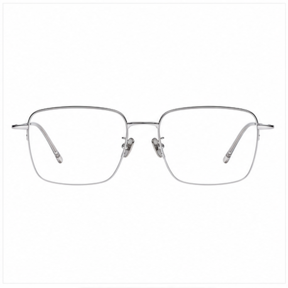 Silver unisex business titanium semi-rimless glasses, front product view