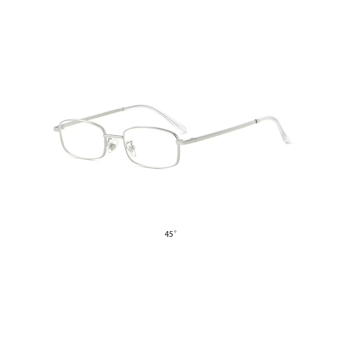 Silver retro small-fit square full-rim glasses, 45-degree product view