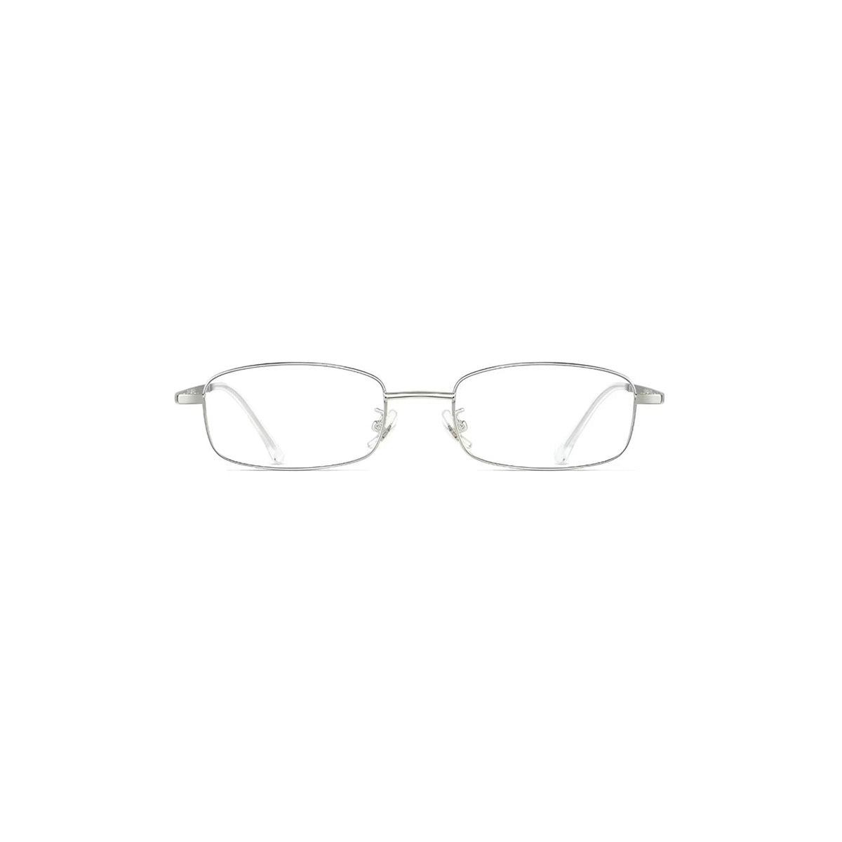 Silver retro small-fit square full-rim glasses, front product view