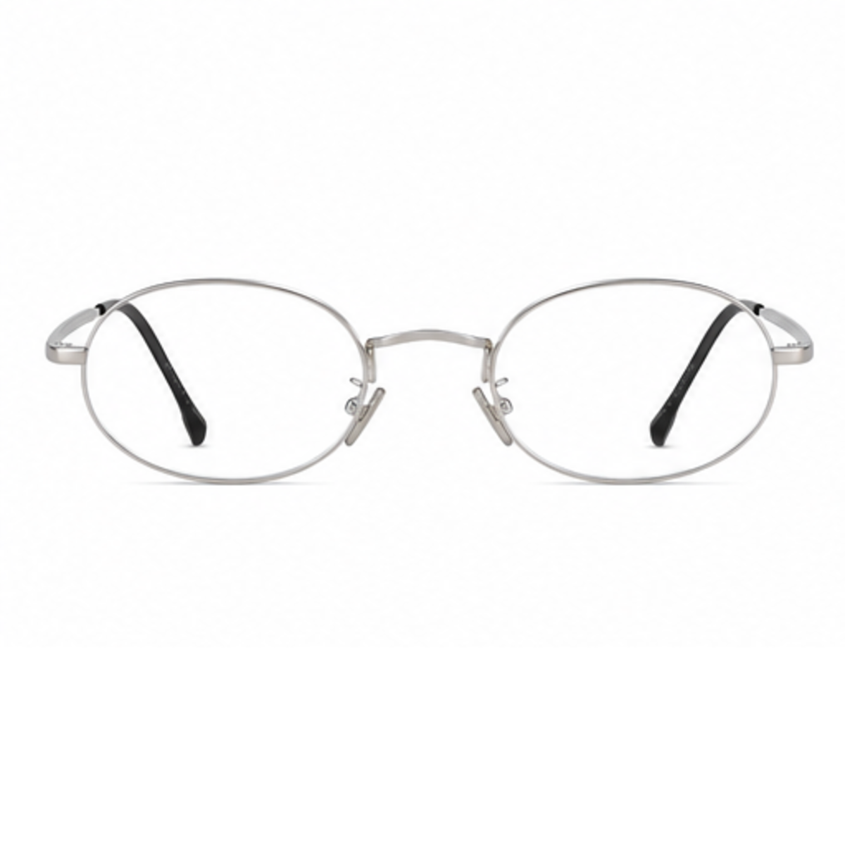 Silver unisex small-fit ultra-light alloy oval full-rim glasses, front product view