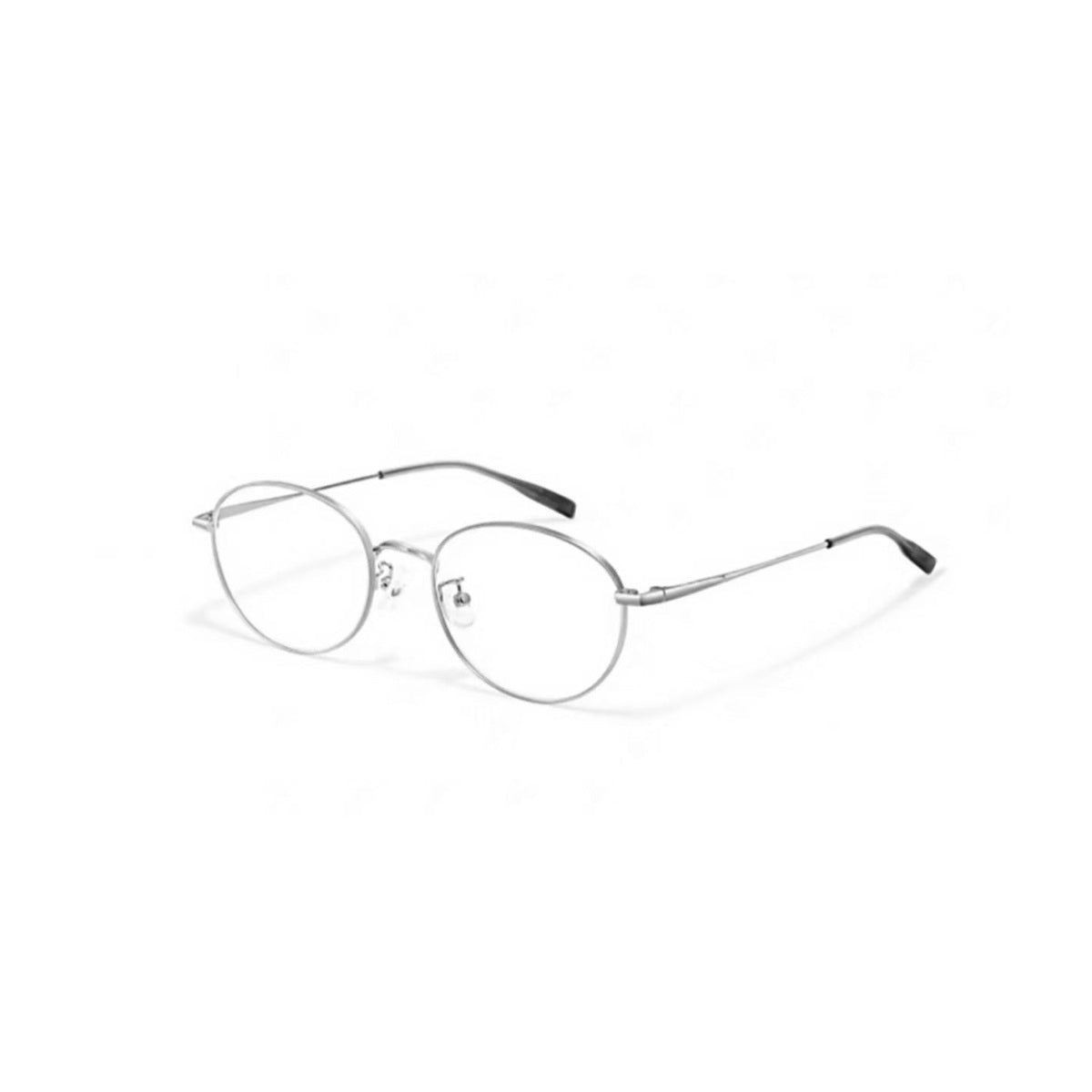 Silver thin-wire oval full-rim glasses, 45-degree product view