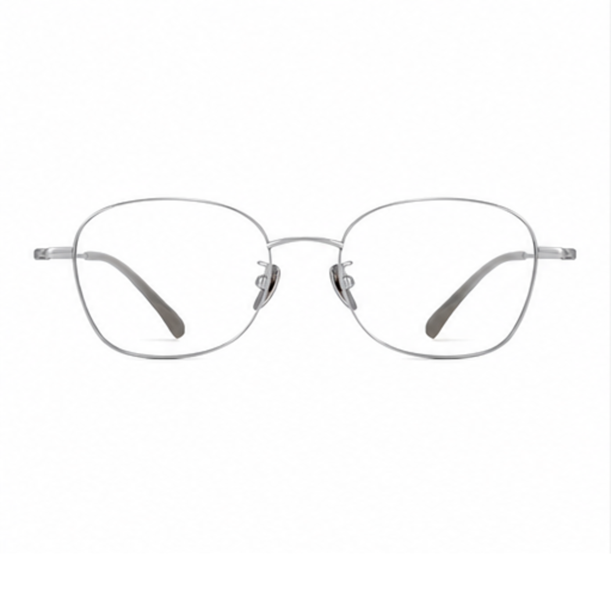 Silver unisex ultra-light pure titanium rounded-square full-rim glasses, front product view