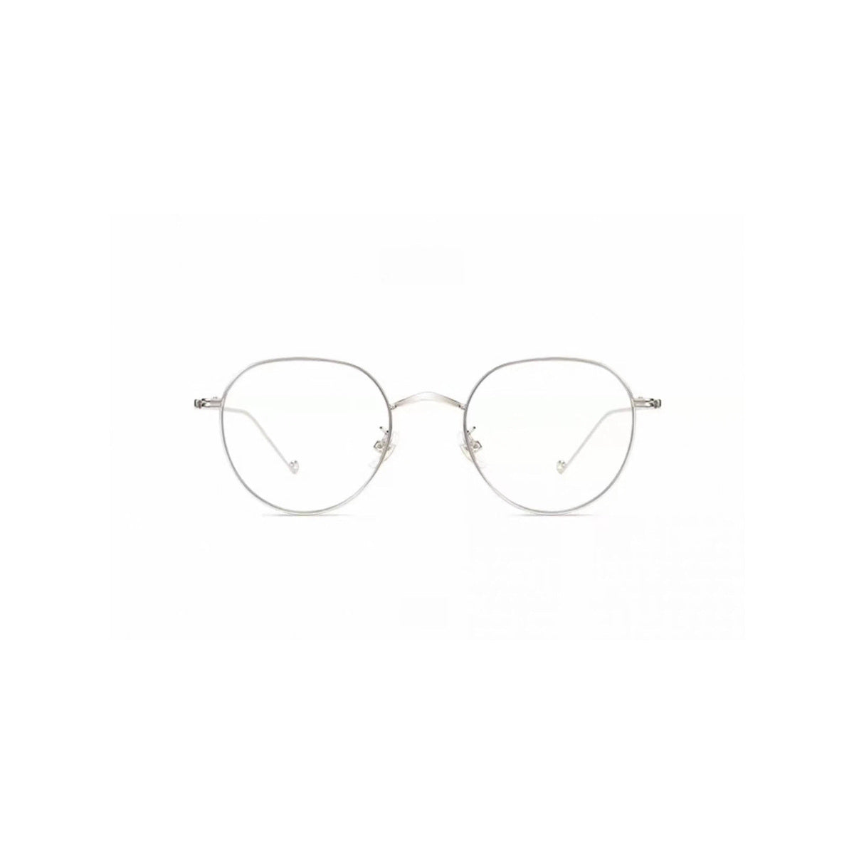 Silver small-fit wire full-rim glasses, front product view
