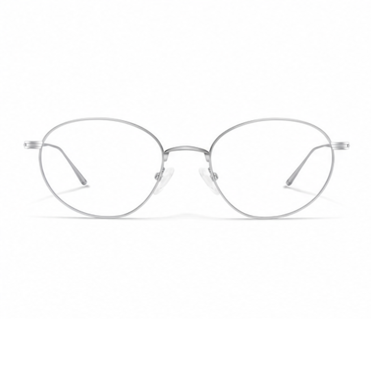 Silver women's ultra-light alloy oval full-rim glasses, front product view