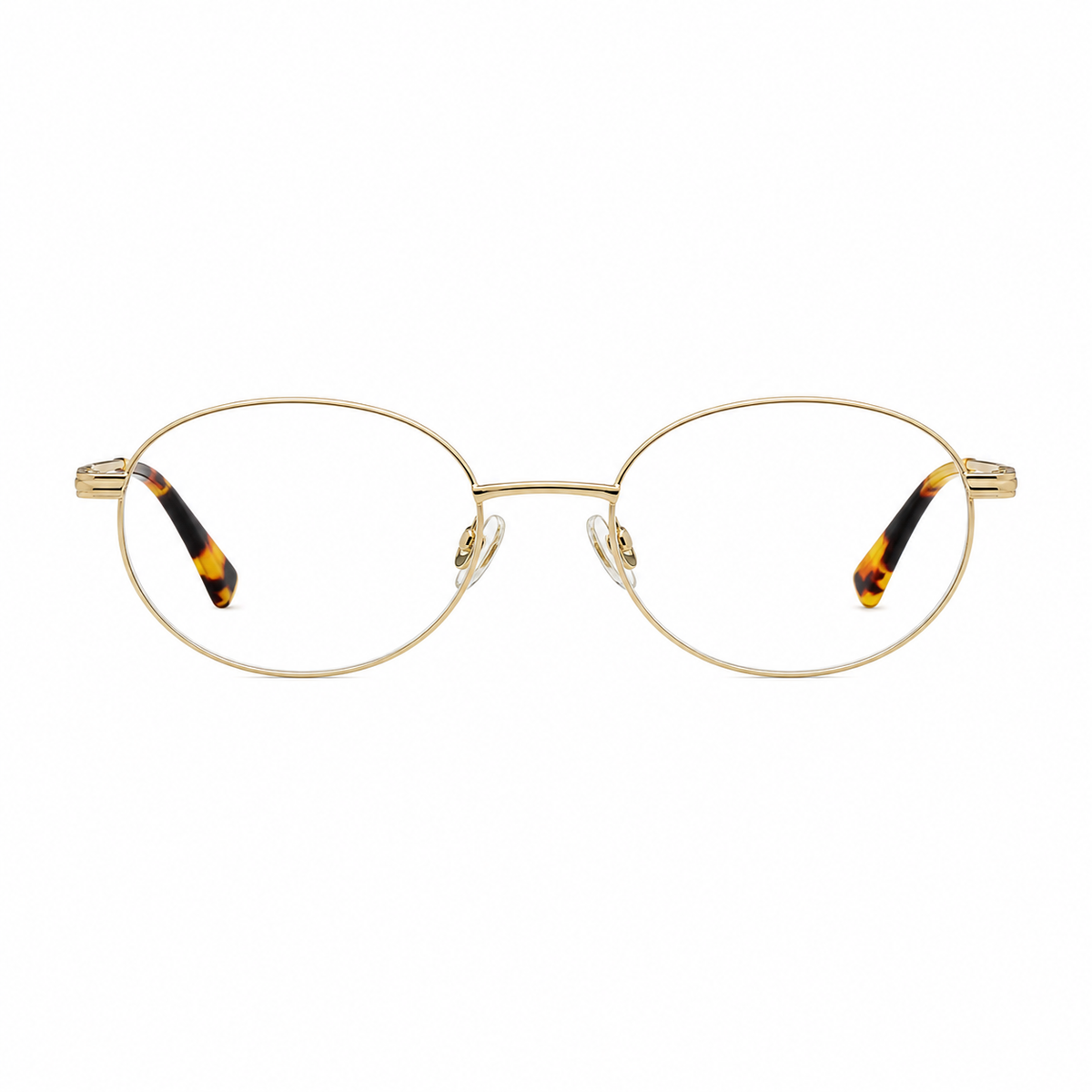 Tortoise Shell titanium oval full-rim glasses, front product view