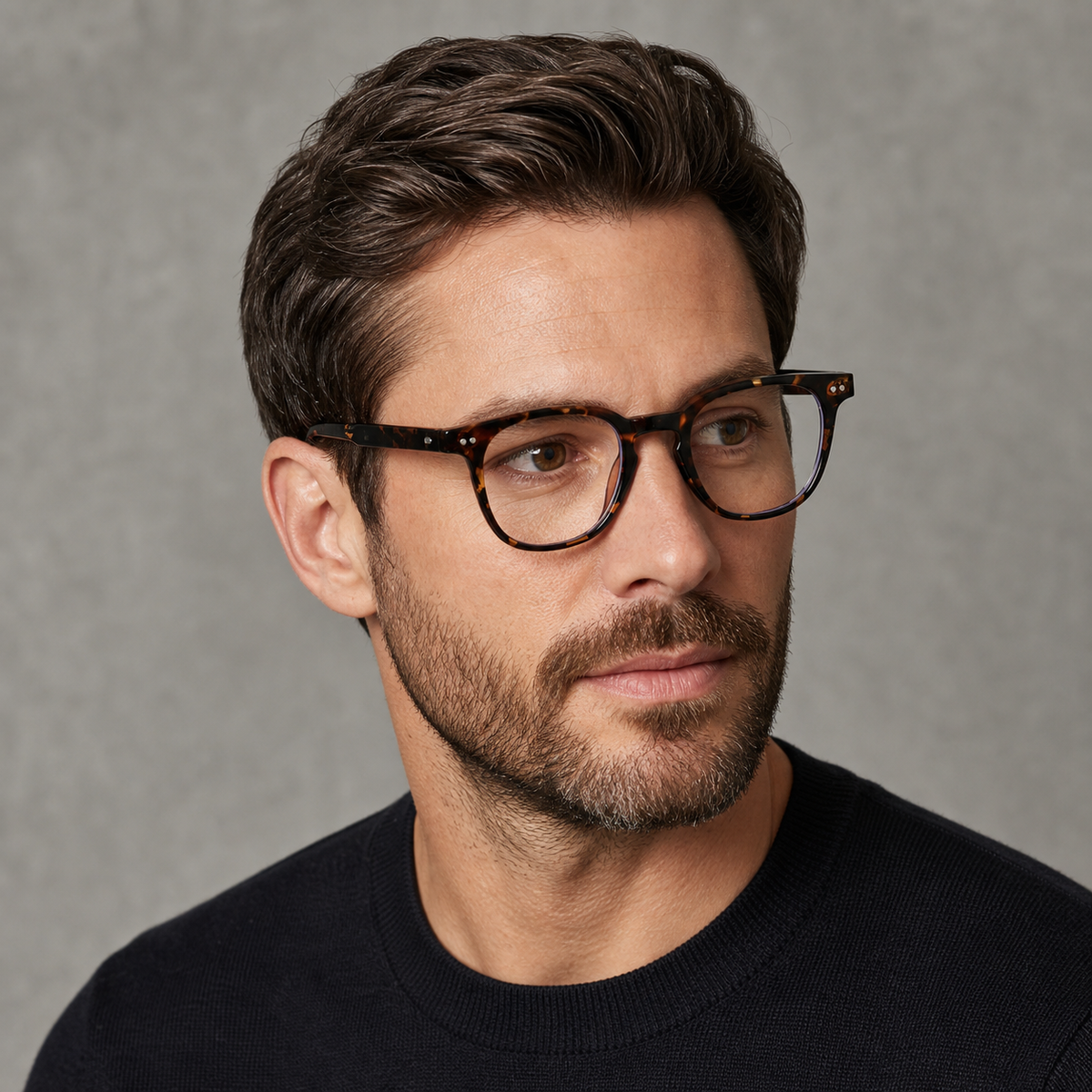Tortoise Shell TR90 full-rim glasses worn by an adult White man