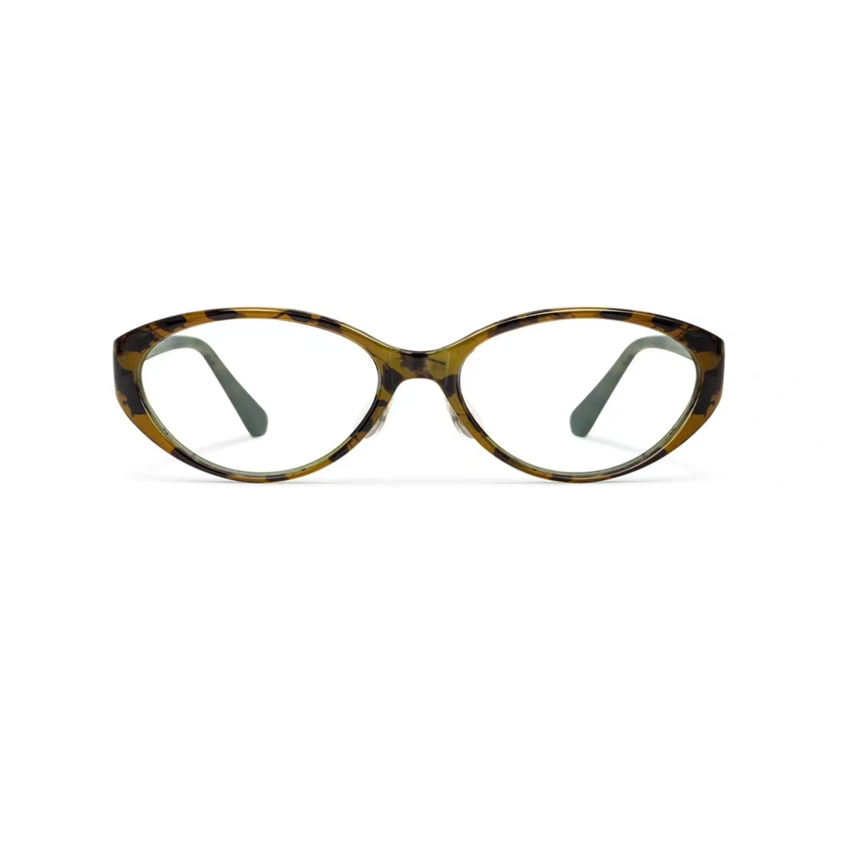 Tortoise Shell women's retro TR90 oval cat-eye full-rim glasses, front product view