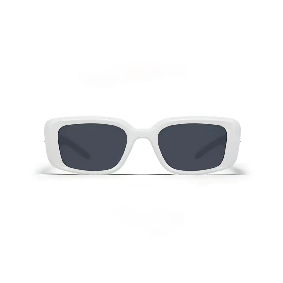 Women’s White full-rim square sunglasses, straight-on product view
