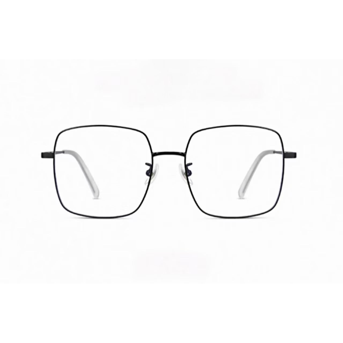 Black unisex ultra-light titanium alloy square full-rim glasses, front product view