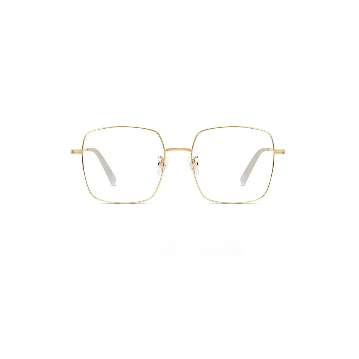 Gold unisex ultra-light titanium alloy square full-rim glasses, front product view