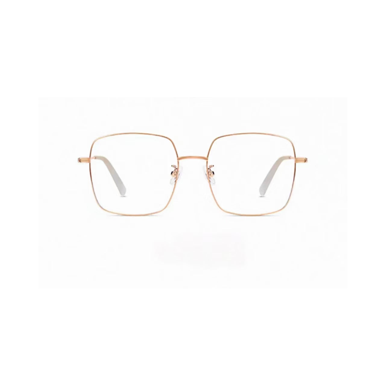 Rose Gold unisex ultra-light titanium alloy square full-rim glasses, front product view