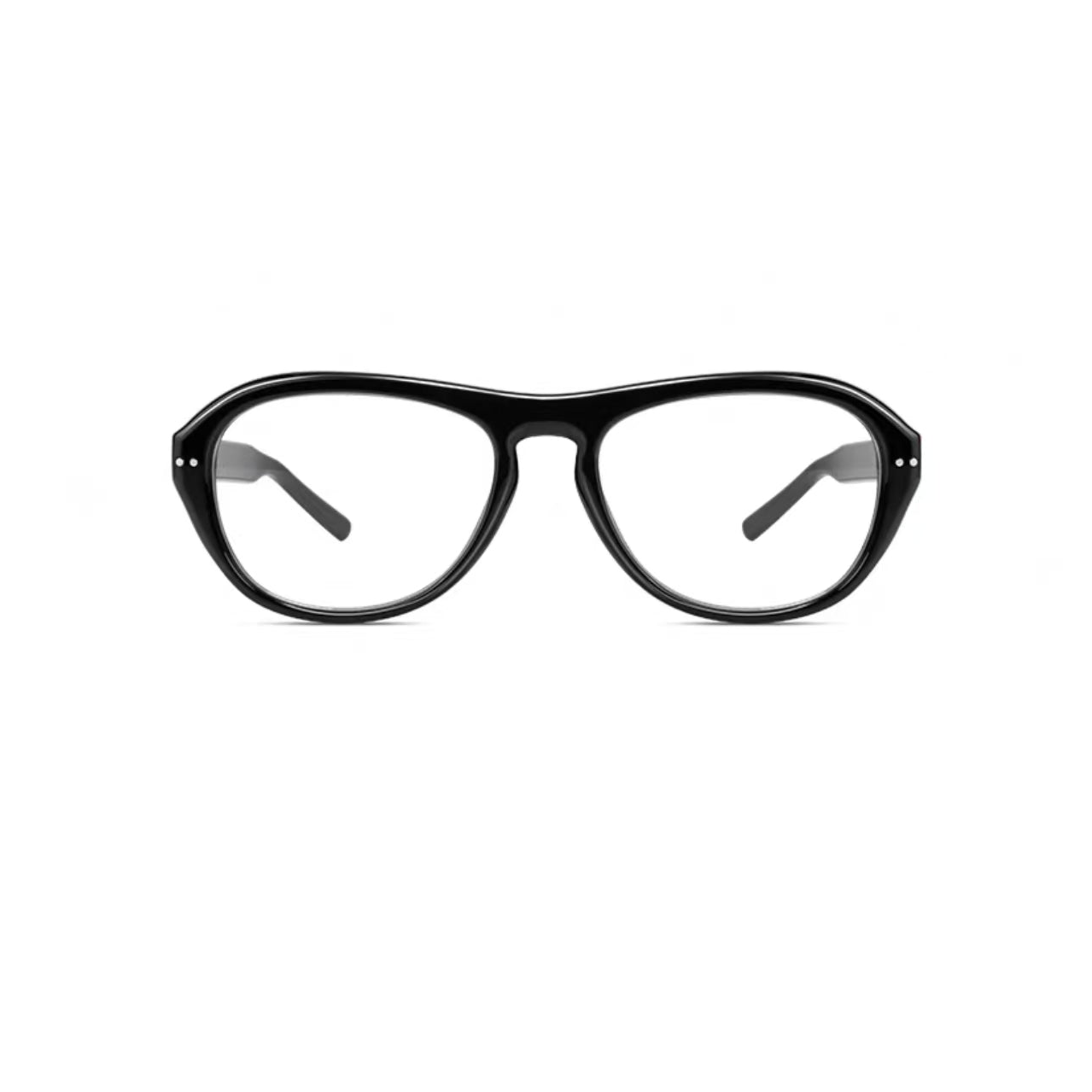 Black unisex oversized polycarbonate full-rim glasses, front product view