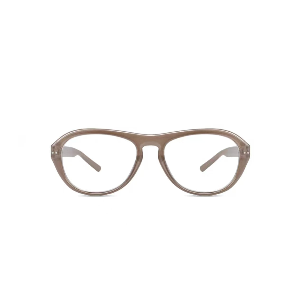 Latte Beige unisex oversized polycarbonate full-rim glasses, front product view