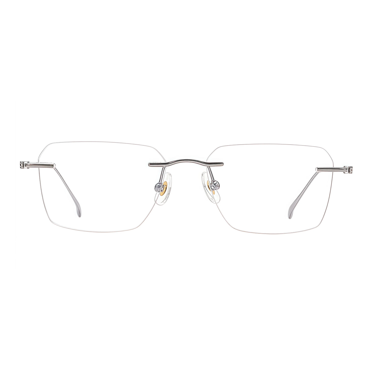 Gunmetal unisex semi-titanium rimless wave-bridge glasses, front product view